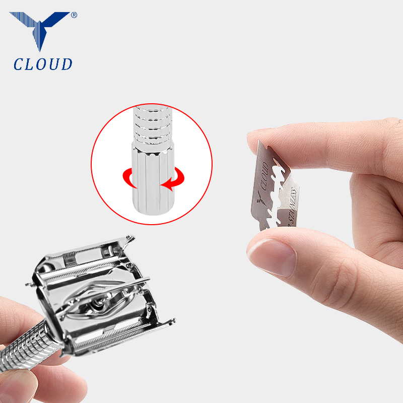 74 Paslanmaz Çelik Çift Kenarlı Büküm Açık T Şekilli Manuel Tıraş Makinesi